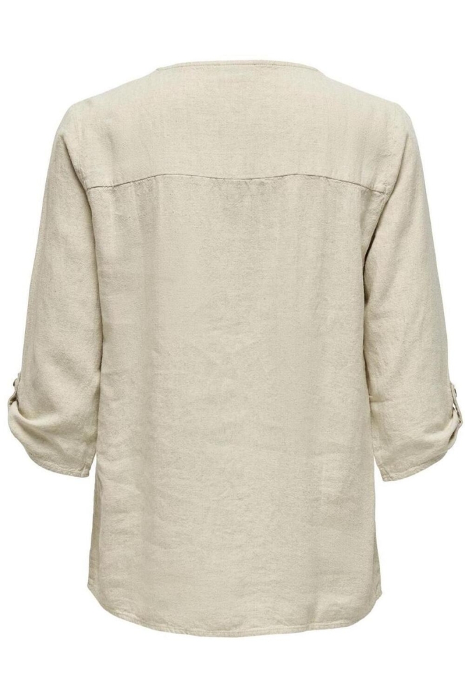 JDYSAY 3/4 LINEN V-NECK TOP WVN DIA 15317390 Oatmeal/MELANGE